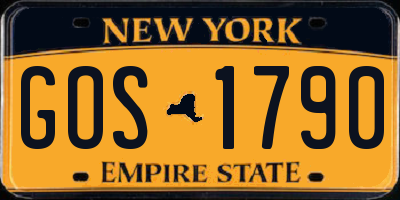NY license plate GOS1790