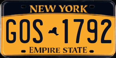 NY license plate GOS1792