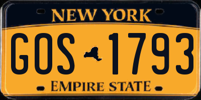 NY license plate GOS1793