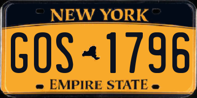NY license plate GOS1796