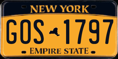 NY license plate GOS1797
