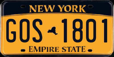NY license plate GOS1801