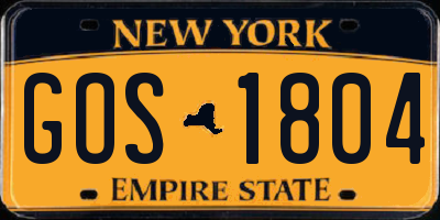 NY license plate GOS1804