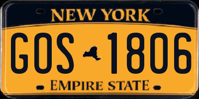 NY license plate GOS1806