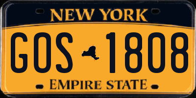 NY license plate GOS1808