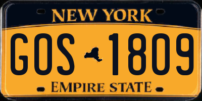 NY license plate GOS1809