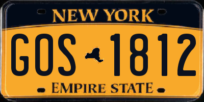 NY license plate GOS1812