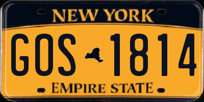 NY license plate GOS1814