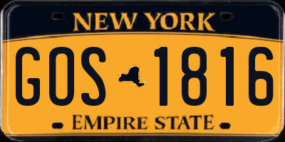 NY license plate GOS1816