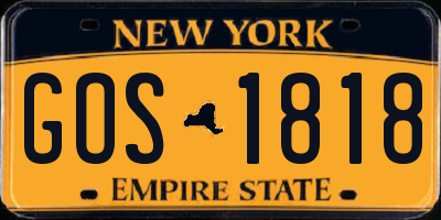 NY license plate GOS1818