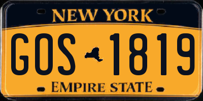 NY license plate GOS1819