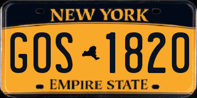 NY license plate GOS1820