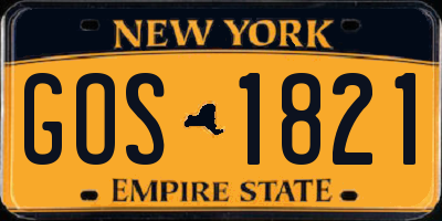 NY license plate GOS1821