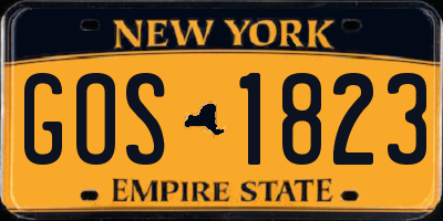 NY license plate GOS1823