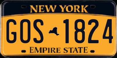 NY license plate GOS1824