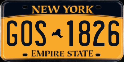 NY license plate GOS1826