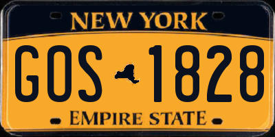 NY license plate GOS1828