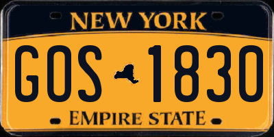 NY license plate GOS1830