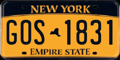 NY license plate GOS1831