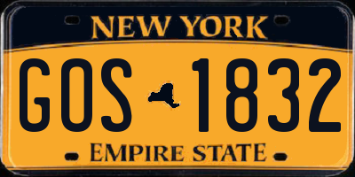 NY license plate GOS1832