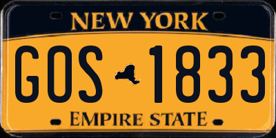 NY license plate GOS1833