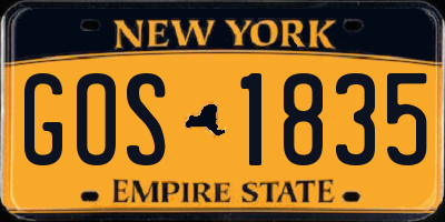 NY license plate GOS1835