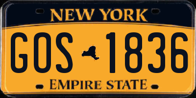 NY license plate GOS1836