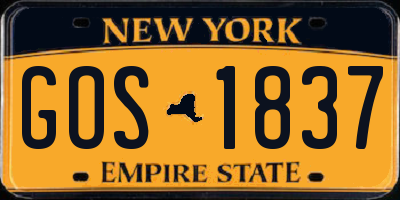 NY license plate GOS1837
