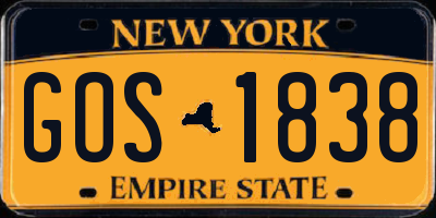 NY license plate GOS1838