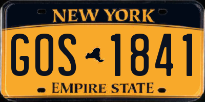 NY license plate GOS1841