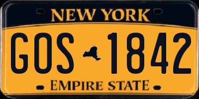 NY license plate GOS1842
