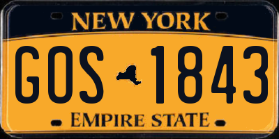 NY license plate GOS1843