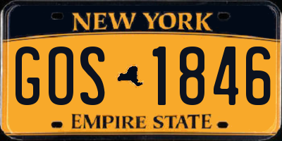 NY license plate GOS1846