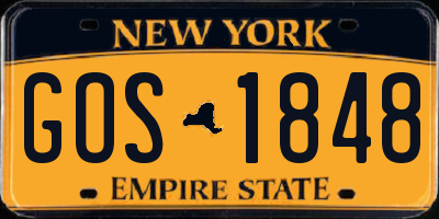 NY license plate GOS1848