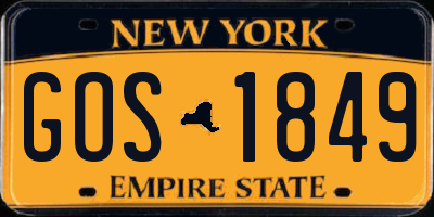 NY license plate GOS1849