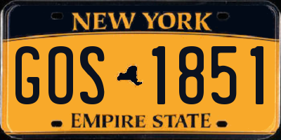 NY license plate GOS1851