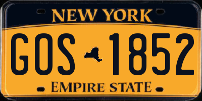 NY license plate GOS1852