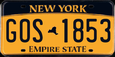 NY license plate GOS1853