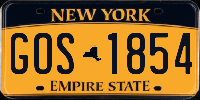 NY license plate GOS1854
