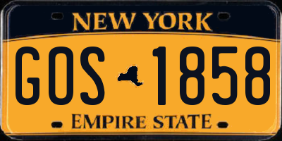 NY license plate GOS1858