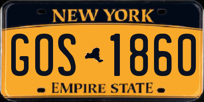 NY license plate GOS1860