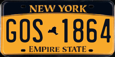 NY license plate GOS1864