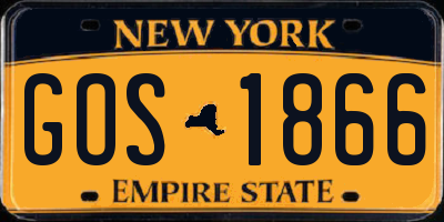 NY license plate GOS1866