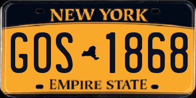 NY license plate GOS1868