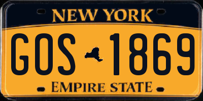 NY license plate GOS1869