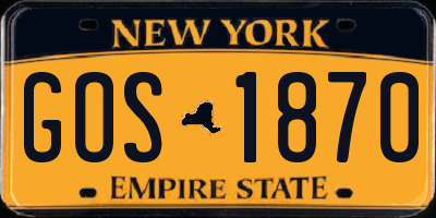 NY license plate GOS1870