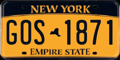 NY license plate GOS1871