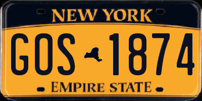 NY license plate GOS1874