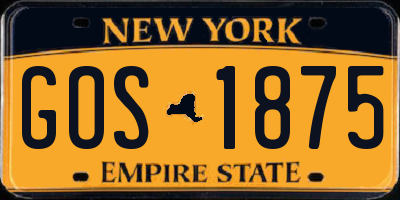 NY license plate GOS1875