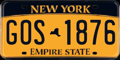 NY license plate GOS1876